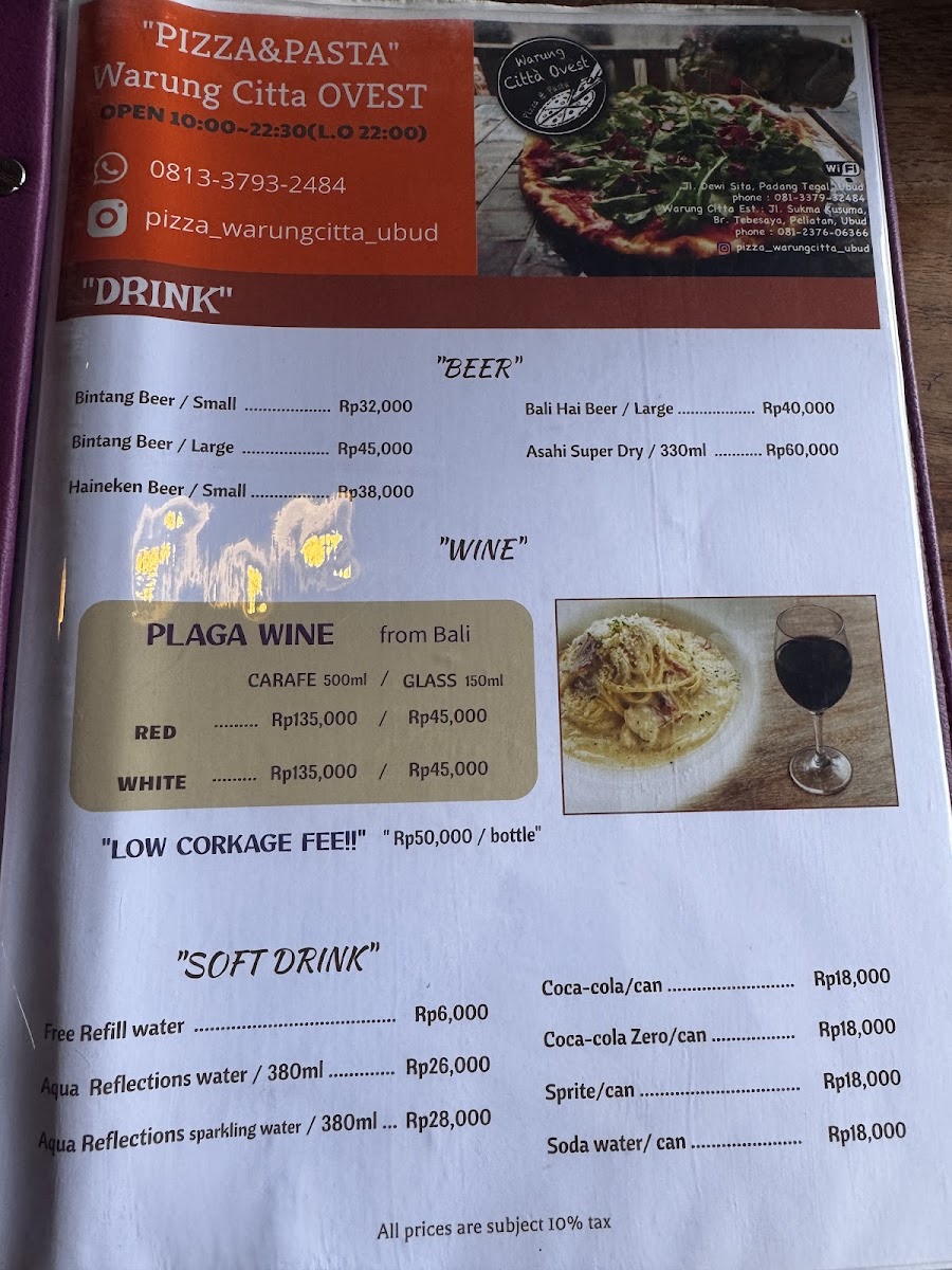 Warung Citta Ovest Pizza & Pasta Menu - Image 4